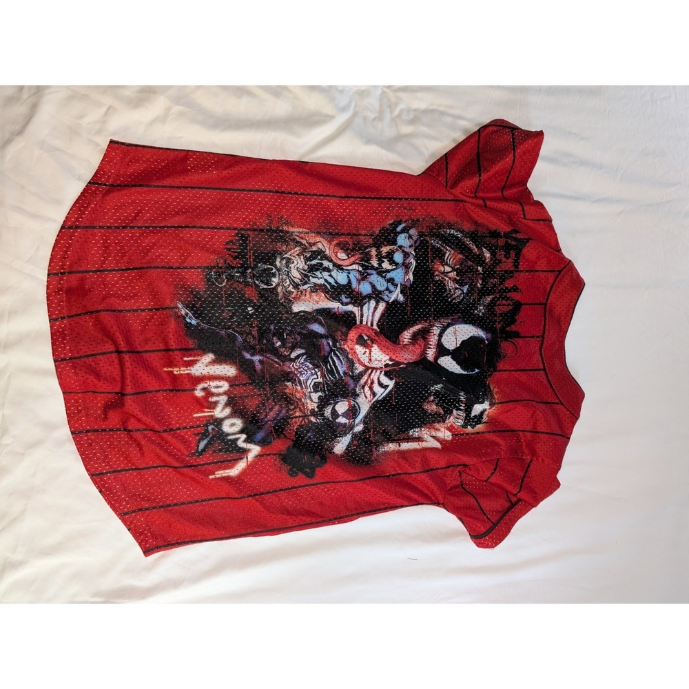 Marvel Venom Adult Small Mesh Graphic Print Short Sleeve Jersey Style Shirt - Picture 4 of 5